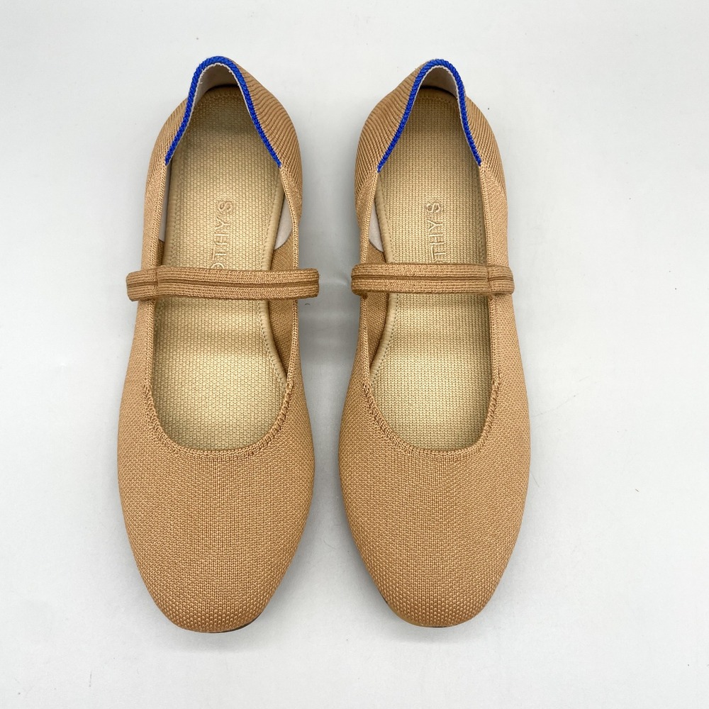 Rothys Womens 9 The Square Mary Jane Knit Flats Wren Tortoise Office Preppy